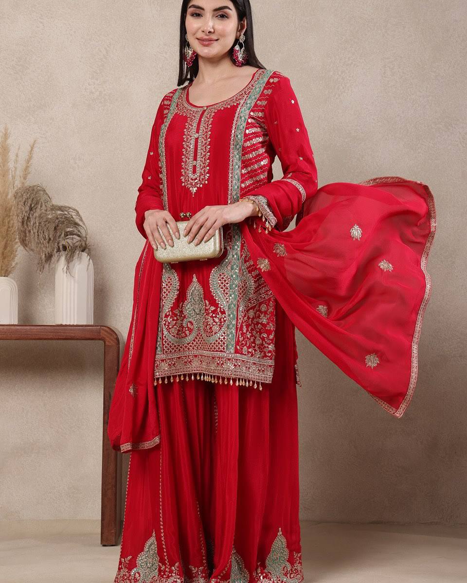 The Sovereign Crimson Sharara Set